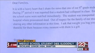 Student dies at junior high school