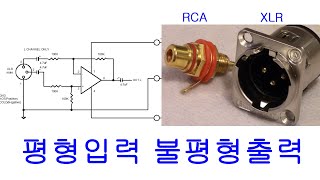 오디오앰프에 평형입력 XLR 단자를 사용하여 불평형 RCA 출력단자로 변환하는 OP앰프 회로제작