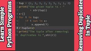 Tuple Collection Datatype-Removing Duplicates- Learn Simple Python Programs @computerteacherinfo