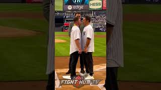ANGRY CANELO STARES DOWN GENNADY GOLOVKIN AT YANKEES STADIUM IN FINAL FACE OFF OF PRESS TOUR