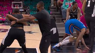 Wemby practicing being held pregame and De'Aaron Fox shoves Chet after whistle 👀