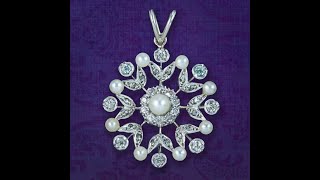 Antique Edwardian Diamond Pearl Pendant 15ct Gold