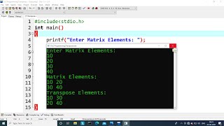 c program to print transpose of a matrix | learn coding