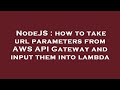 NodeJS : how to take url parameters from AWS API Gateway and input them into lambda