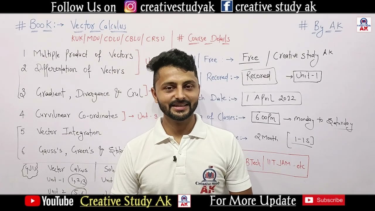 Complete Course Launch | Vector Calculus Bsc/BA 1st Year | Free Course ...