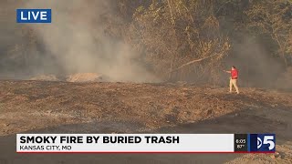 Residents in south KC neighborhood complain about smoky fire by buried trash