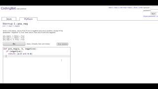 Warmup-1 (pos_neg) Python Tutoriall || Codingbat.com