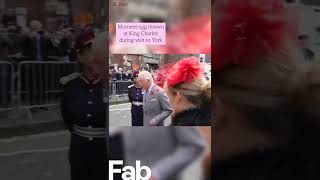 Egg thrown at King Charles and Queen Camilla during walkabout in York  #shorts #royal #royalfamily