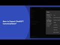 How to Export ChatGPT Conversations? | ChatGPT Tutorials | Trainn