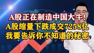 A股正在制造中国大牛！A股缩量下跌成交7258亿，但我要说一个秘密A股正在制造中国大牛！A股缩量下跌成交7258亿，但我要说一个秘密