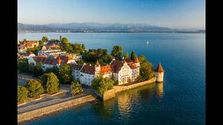 4K | Lindau Island Old Town, Lake Constance, Bavaria Germany | Border of Austria \u0026 Switzerland