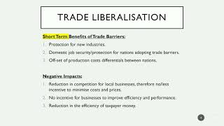 VCE Economics, Unit 3 AOS 3 (KK11) -- Trade Liberalisation