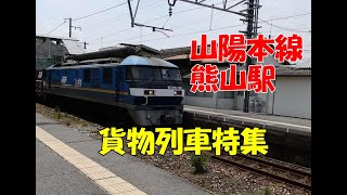 山陽本線熊山駅　貨物列車をたくさん見る！　ここは熊山？　似たような駅がたくさん