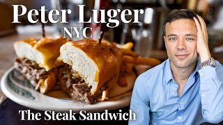 Eating the Peter Luger Steak Sandwich. It was MEDIOCRE! NYC