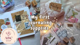 My first journaling supplies ✨🤎/Journaling supplies Unboxing ft Shop ABC 📦💌 // #stamps #washitapes🏷️