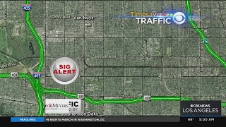 Sigalert issued in Van Nuys after pedestrian fatally struck on 405 Freeway