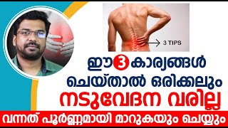 ഈ 3 കാര്യങ്ങൾ ചെയ്‌താൽ ഒരിക്കലും നടുവേദന വരില്ല വന്നത് പൂർണ്ണമായി മാറുകയും ചെയ്യും