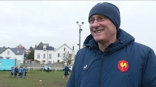 Le Havre : Bernard Laporte  à l'entrainement de rugby des jeunes