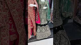 dulhan wedding hyderabadi khada dupatta whit paplum sharara Stone work Aarzo Designer