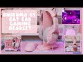 unboxing ONIKUMA K9 pink cat ear headset + wireless mouse + stand 🌸🐱 affordable kawaii gaming setup