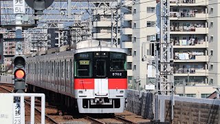 阪神千船駅を山陽5000系と阪神9300系が通過