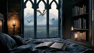 Dark Fantasy Reading Music \u0026 Rain Ambience for Deep Focus, Study, Reading or Writing | FOURTH WING