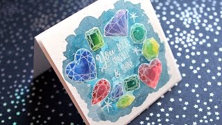 Watercolored Gems Card