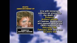 Rubecca Anthea Labadie ~ Short Obituary