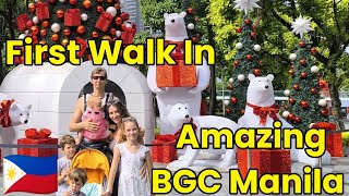 FIRST TIME IN AMAZING BGC MANILA Our FAMILY REACTION Walk In The City Philippines 🇵🇭