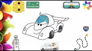 How to paint a racing car in different colors top video for kid #usa #kidscoloring #drawings