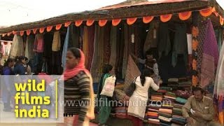 Potteries, handloom and textile stalls at Surajkund Mela