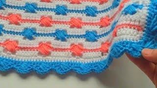 Easy crochet baby blanket pattern for beginners/ tığ işi bebek battaniyesi