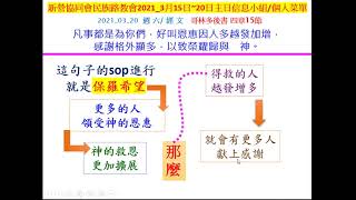 新營協同會民族路教會2021年3月20日(六)主日小組/個人默想時刻經文出處:哥林多後書4章15節分享:郭賜彬 牧師