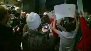 Trump protesters clash, rush door