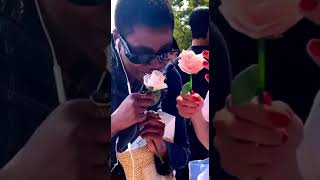 Simon Port Jacquemus treated guests to a sweet edible rose at the LA CHUCHU Fall Winter 2023/2024