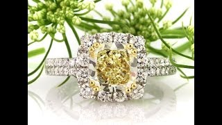 3.19ct Fancy Yellow Cushion Cut Diamond Engagement Anniversary Ring - Mark Broumand