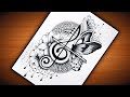 Violin Mandala art|Violin Music note drawing|Flowers Butterfly Mandala art @VennilaYLCreations