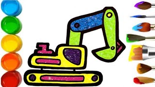 How to Draw EXCAVATOR & colouring for kids-खोदक मशीन-ekskavator chizmasi | Kids colouring show