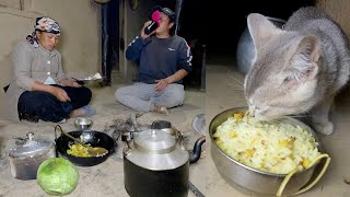 our dinner with cat kitty in our village farm house || Bhumi village vlogs || @bhumicooking