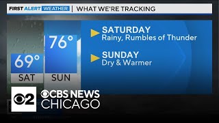 Rain, rumbles of thunder in Chicago on Saturday