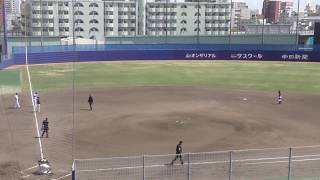 石垣雅海の３ベースから石川駿の犠牲フライで中日先制【二軍】　2018年04月08日　中日 - 阪神　６回戦　二回裏