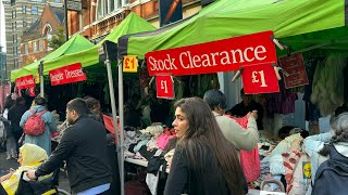 🇬🇧 LONDON STREET FOOD, HISTORIC PETTICOAT LANE MARKET, SPITALFIELDS MARKET, LONDON CITY WALK, 4K HDR