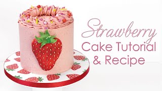 Buttercream Strawberry Cake Decorating Tutorial with Strawberry Cake Recipe