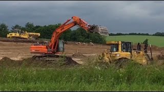 Construction site with big machines