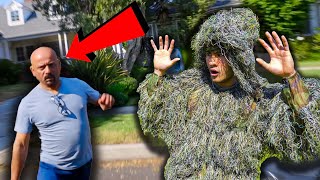 WE GOT CHASED BY SECURITY!!! (Ding Dong Ditch in Ghillie Suit BTS)
