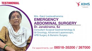 #PatientTestimonial of Emergency Abdominal Surgery | Dr. Janakirama. SJ | KIMS Hospital, Kurnool