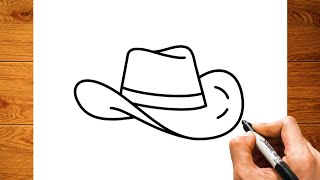 How To Draw Cowboy hat Easy | Drawing Cowboy hat Easy Step by step