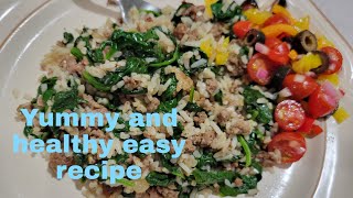 Ground beef with spinach quick and easy recipe.