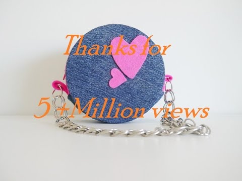 DIY Round Purse Using Old Jeans And Old CD's - Recycling No Sew Purse DIY Round Purse Using Old Jeans And Old CD's - Recycling No Sew Purse