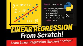 Linear Regression from Scratch in Python | No Libraries | Full Math & Code Explanation